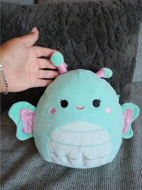 Squishmallows Mint Green Butterfly Plush with Pink Accents